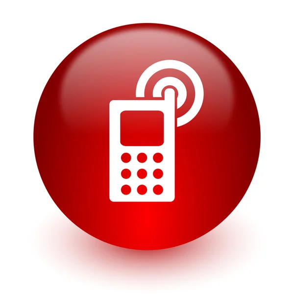 Piros telefon ikon fehér háttér — Stock Fotó