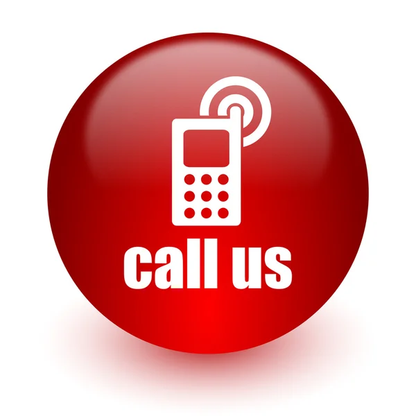 Call us red computer icon on white background — Stock Photo, Image