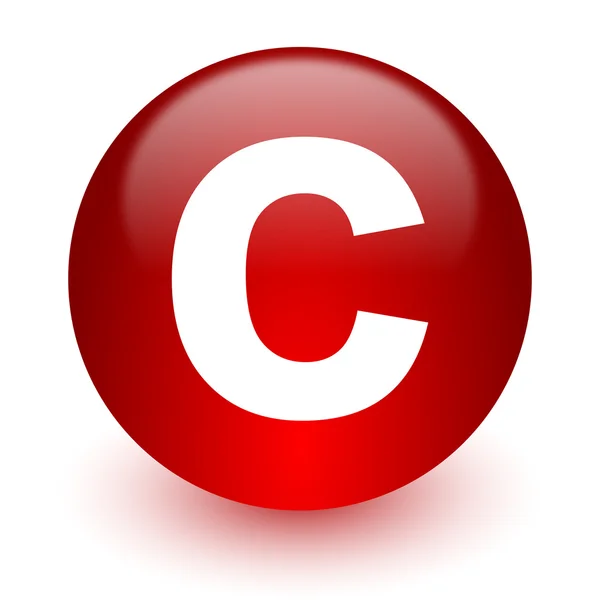 Praw autorskich komputer czerwony ikona na białym tle — Zdjęcie stockowe
