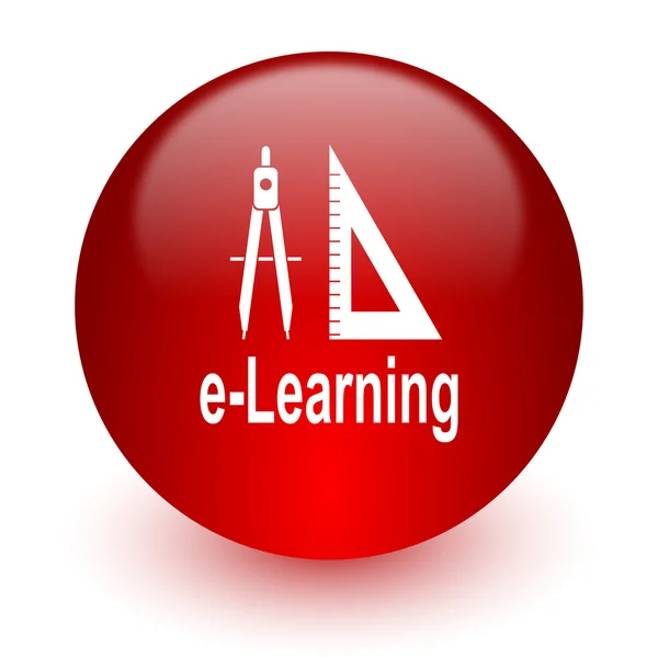 Larning icono de la computadora roja sobre fondo blanco — Foto de Stock