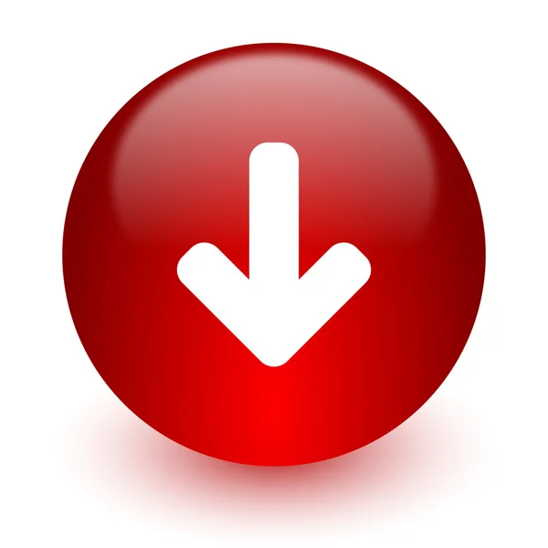 흰색 배경에서 화살표 빨간 컴퓨터 아이콘 다운로드 — 스톡 사진