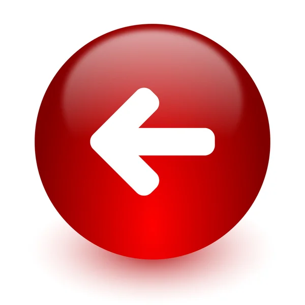 Seta esquerda ícone de computador vermelho no fundo branco — Fotografia de Stock