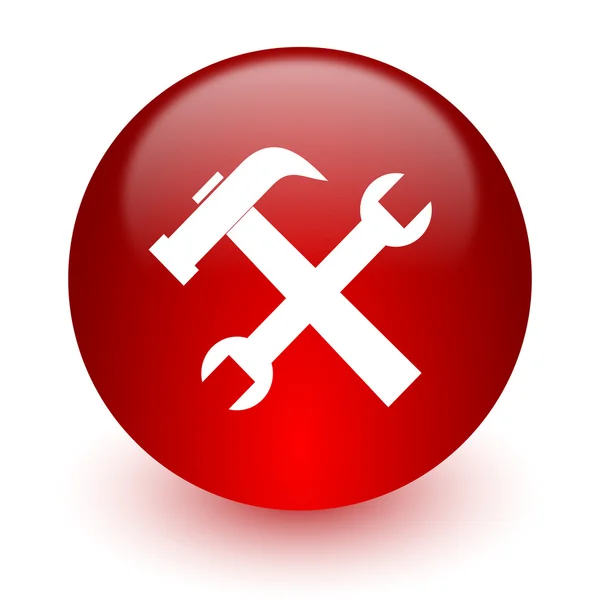 Aracı beyaz zemin üzerine kırmızı bilgisayar simgesi — Stok fotoğraf