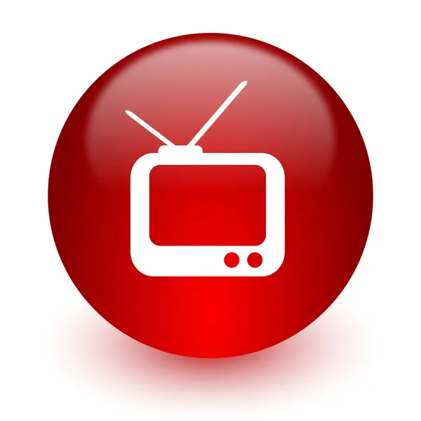 TV icono de la computadora roja sobre fondo blanco —  Fotos de Stock