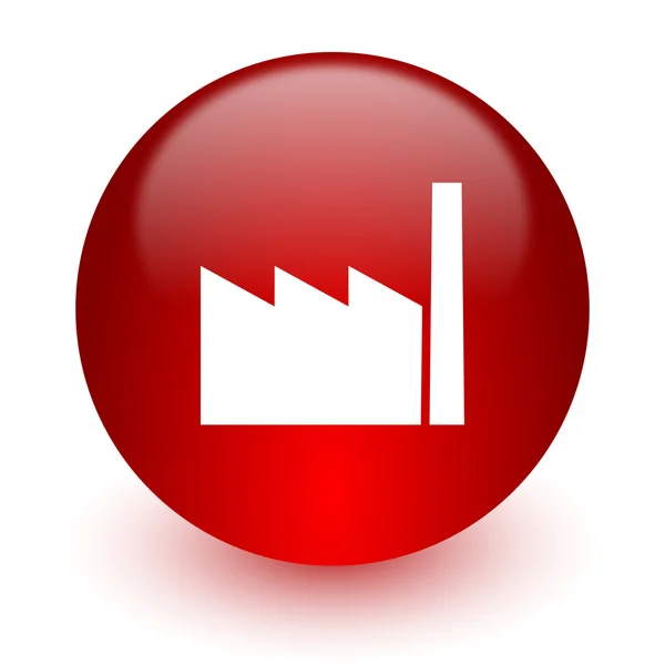 Factory red computer icon on white background — Stock Photo, Image