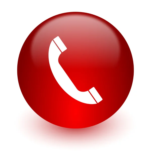 Telefon beyaz zemin üzerine kırmızı bilgisayar simgesi — Stok fotoğraf