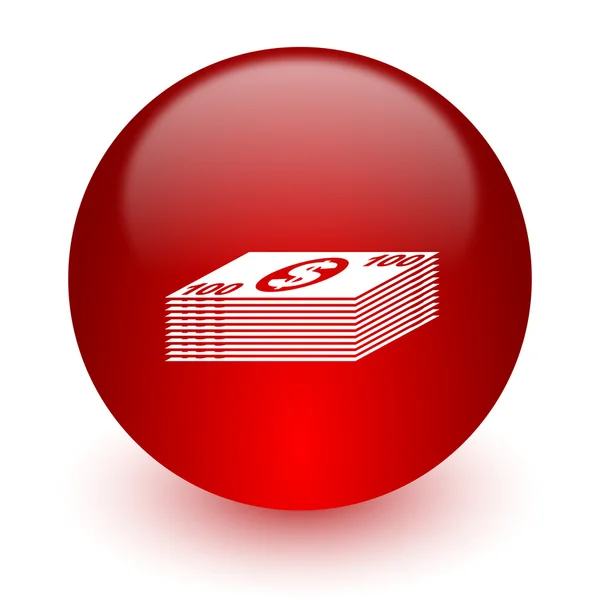 Ikona červeného počítače peníze na bílém pozadí — Stock fotografie