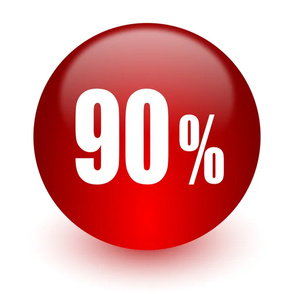 90 percent red computer icon on white background — Stock Photo, Image