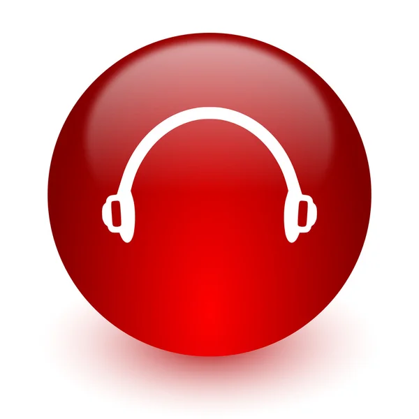 Auriculares icono de la computadora roja sobre fondo blanco — Foto de Stock