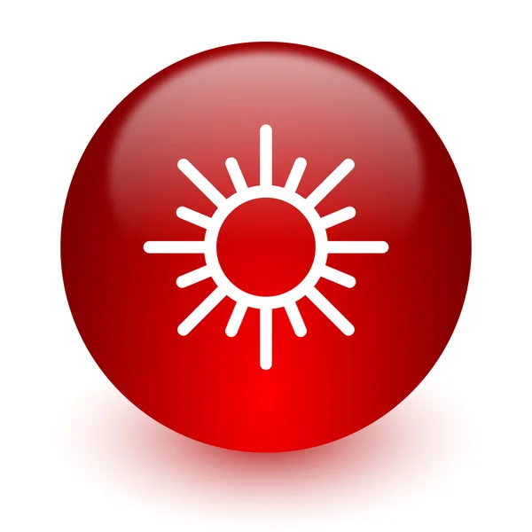 Κόκκινο υπολογιστή εικονίδιο με τον ήλιο σε λευκό φόντο — Φωτογραφία Αρχείου