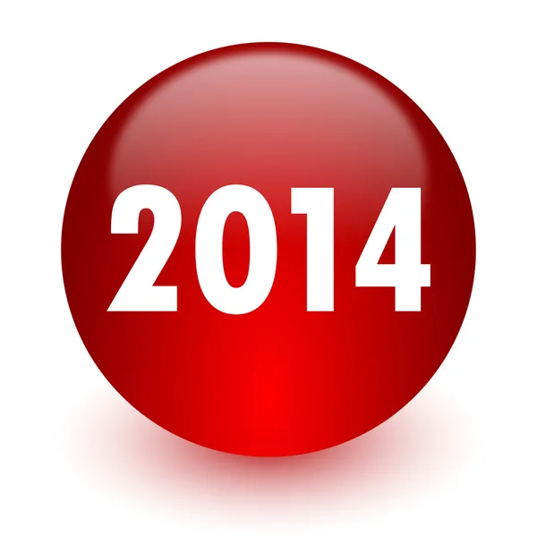 Año 2014 icono de la computadora roja sobre fondo blanco — Foto de Stock