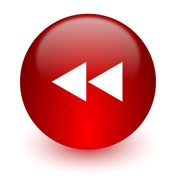 Rewind red computer icon on white background — Stock Photo, Image