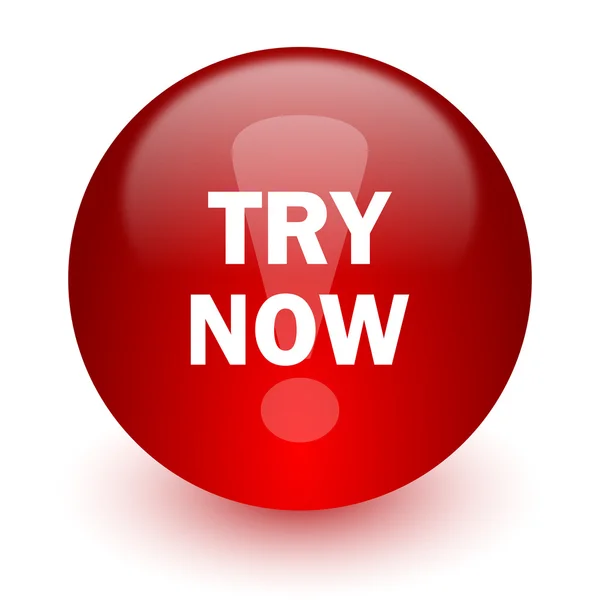 Try now red computer icon on white background — Stock Photo, Image