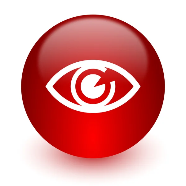 Значок червоного комп'ютера очей на білому тлі — стокове фото