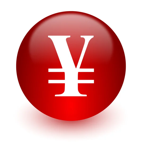 Yen red computer icon on white background — Stock Photo, Image