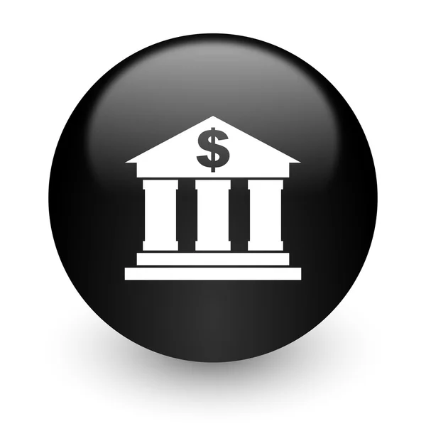Banco ícone de internet brilhante preto — Fotografia de Stock