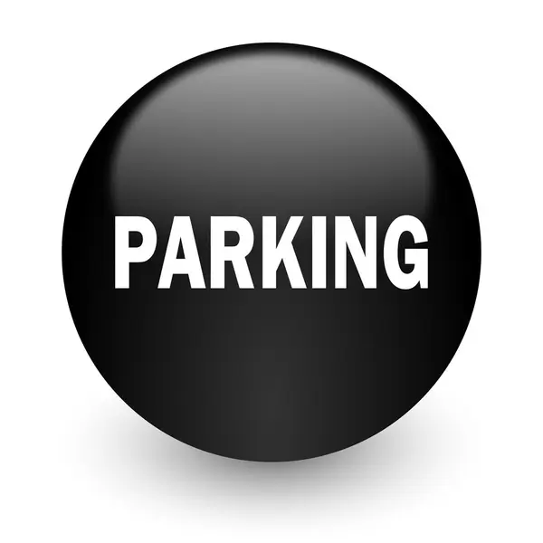 Parking black glossy internet icon — Stock Photo, Image