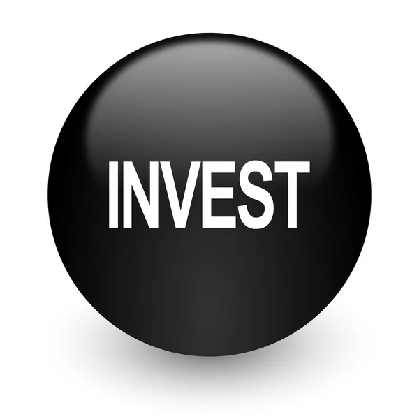 Zwart glanzende internet pictogram investeren — Stockfoto