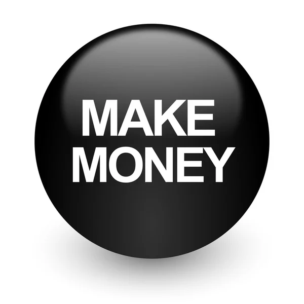 Fazer dinheiro ícone de internet brilhante preto — Fotografia de Stock
