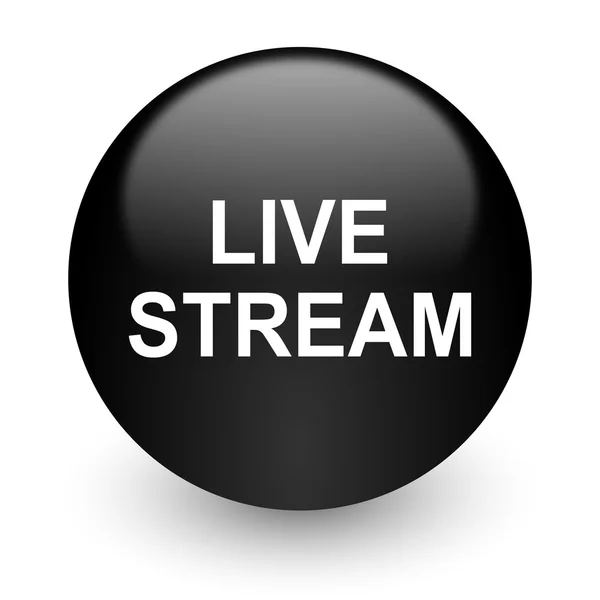 Live stream svart glansigt internet-ikonen — Stockfoto