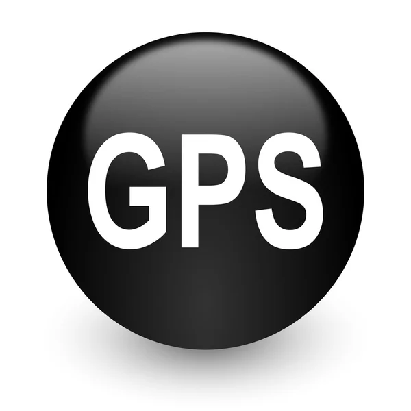 GPS svart glansigt internet-ikonen — Stockfoto