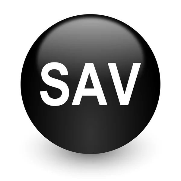 SAV černý lesklý ikona internet — Stock fotografie