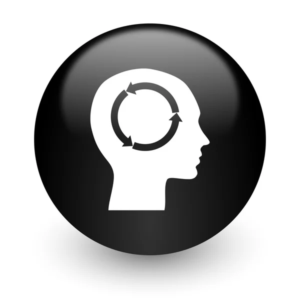 Head black glossy internet icon — Stock Photo, Image