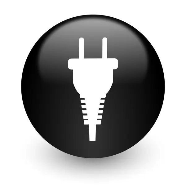 Plug negro brillante icono de Internet — Foto de Stock