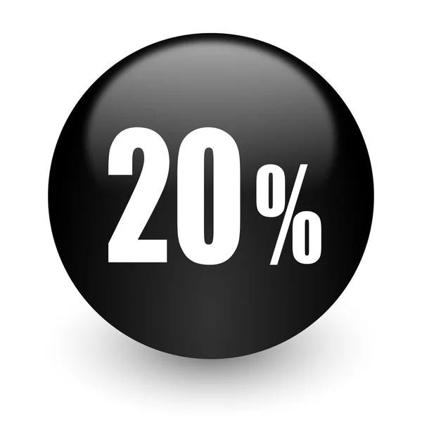 20 percent black glossy internet icon — Stock Photo, Image