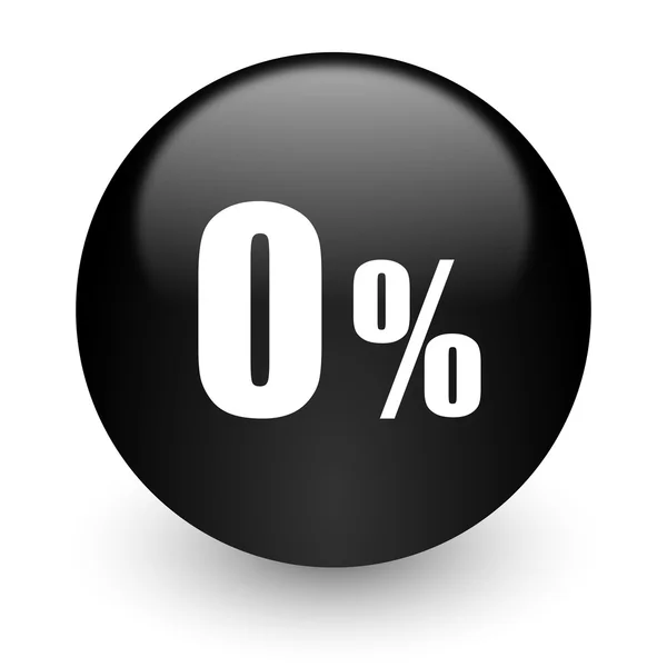 0 percent black glossy internet icon — Stock Photo, Image