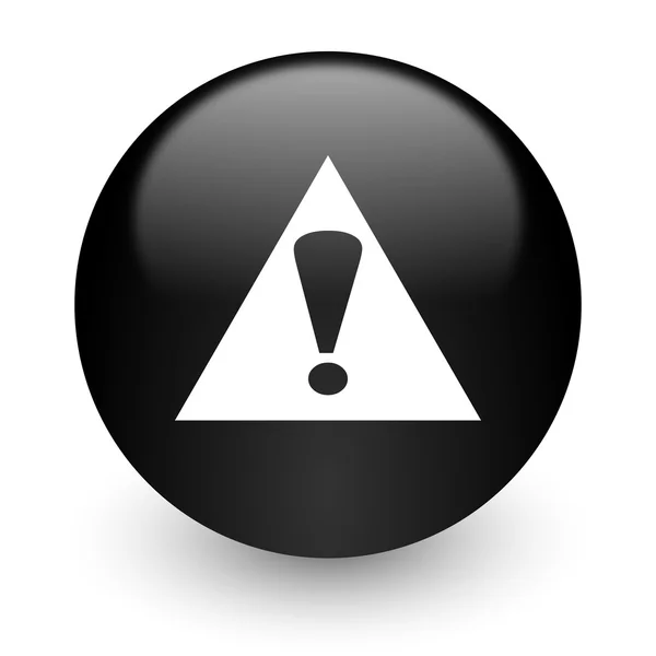 Exclamation sign black glossy internet icon — Stock Photo, Image