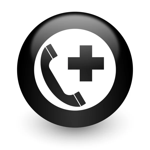 Emergency call black glossy internet icon — Stock Photo, Image