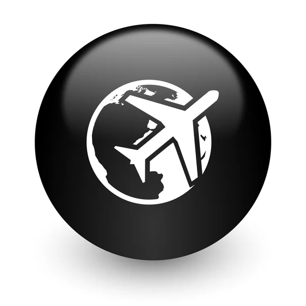 Travel black glossy internet icon — Stock Photo, Image