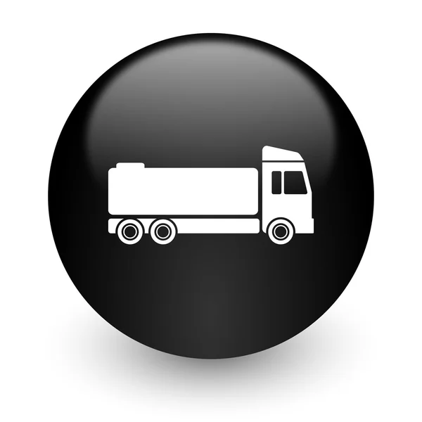 Truck black glossy internet icon — Stock Photo, Image