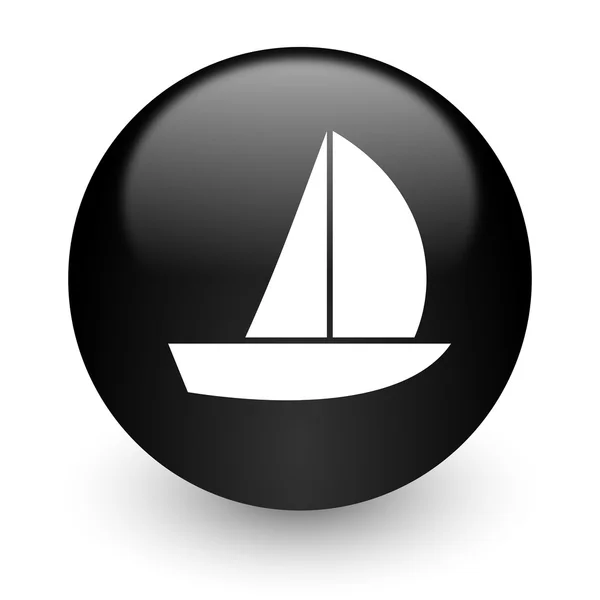 游艇黑色光泽互联网图标 — 图库照片