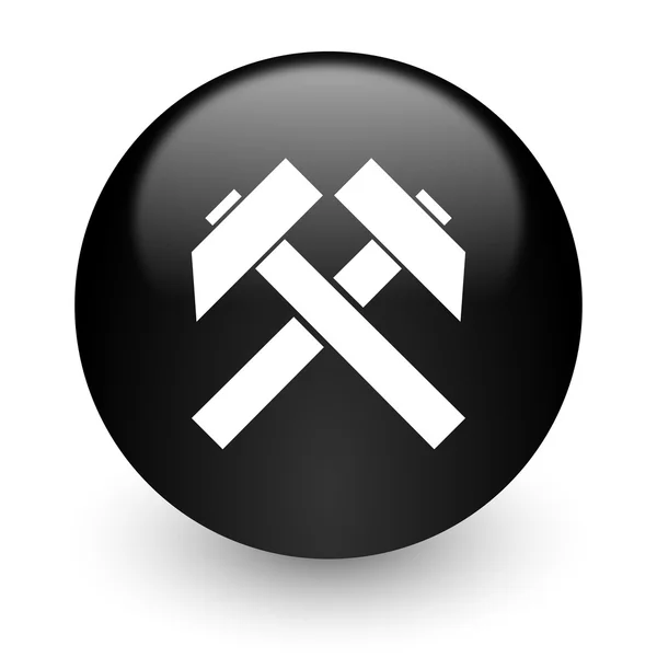 Górnictwo czarny błyszczący ikona internet — Zdjęcie stockowe