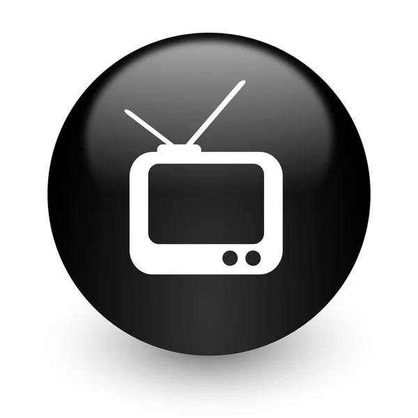 Tv black glossy internet icon — Stock Photo, Image