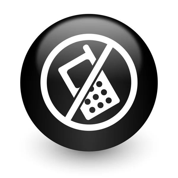 No phone black glossy internet icon — Stock Photo, Image