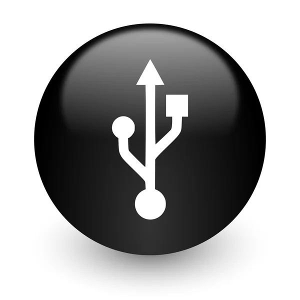 USB-zwarte glanzende internet pictogram — Stockfoto