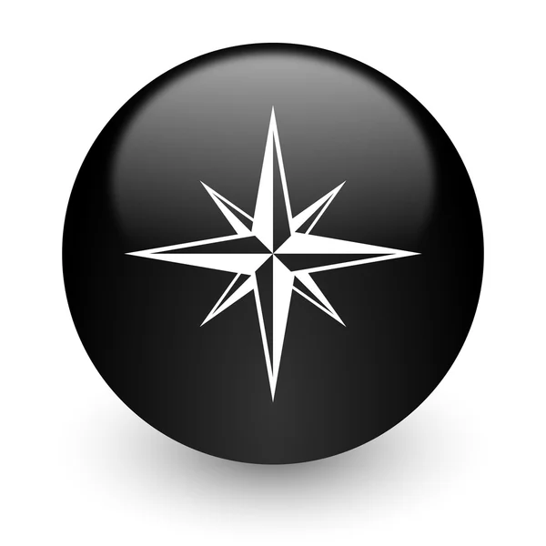 Compass black glossy internet icon — Stock Photo, Image