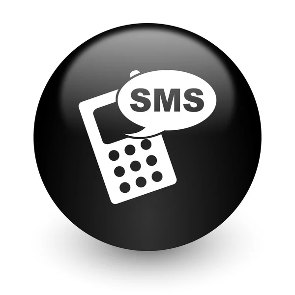 SMS parlak Internet simge siyah — Stok fotoğraf