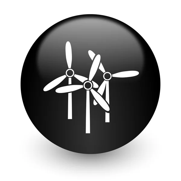 Windmill black glossy internet icon — Stock Photo, Image