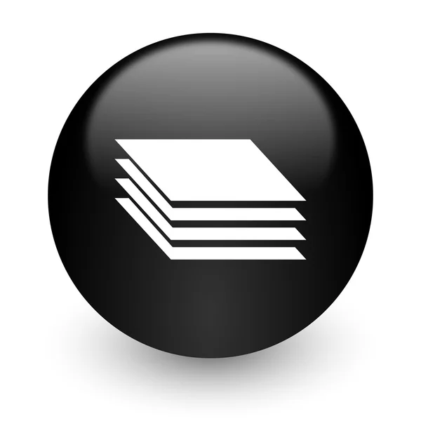 Layers black glossy internet icon — Stock Photo, Image