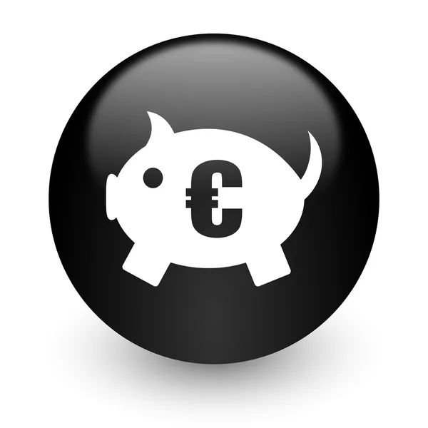Piggy bank zwart glanzende internet pictogram — Stockfoto
