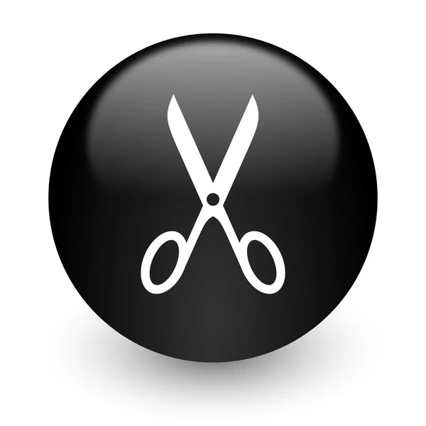Nůžky černá lesklá ikonu internet — Stock fotografie