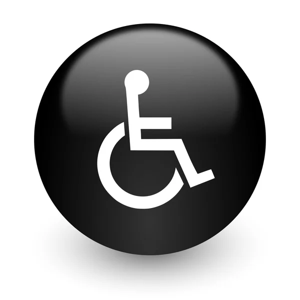 Wheelchair black glossy internet icon — Stock Photo, Image