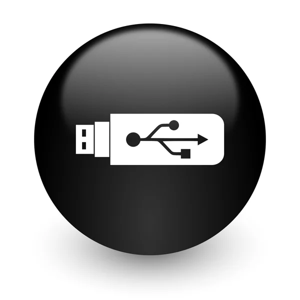 USB-zwarte glanzende internet pictogram — Stockfoto