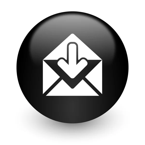 Email nero lucido icona internet — Foto Stock