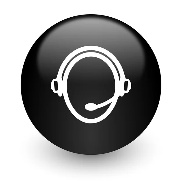 Müşteri servis siyah parlak Internet simgesi — Stok fotoğraf