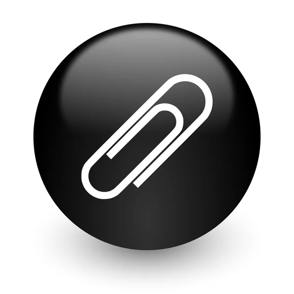 Paperclip black glossy internet icon — Stock Photo, Image